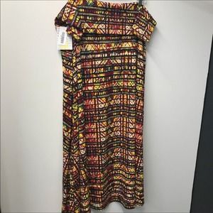 LuLaRoe maxi‎ skirt 3XL fun stained glasslike print